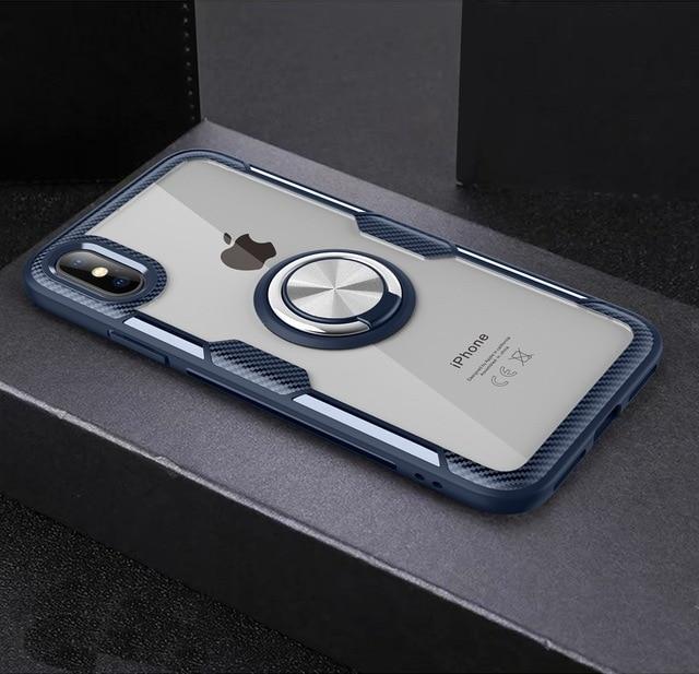 Magnetisk Ring Carbon Fiber iPhone Cover