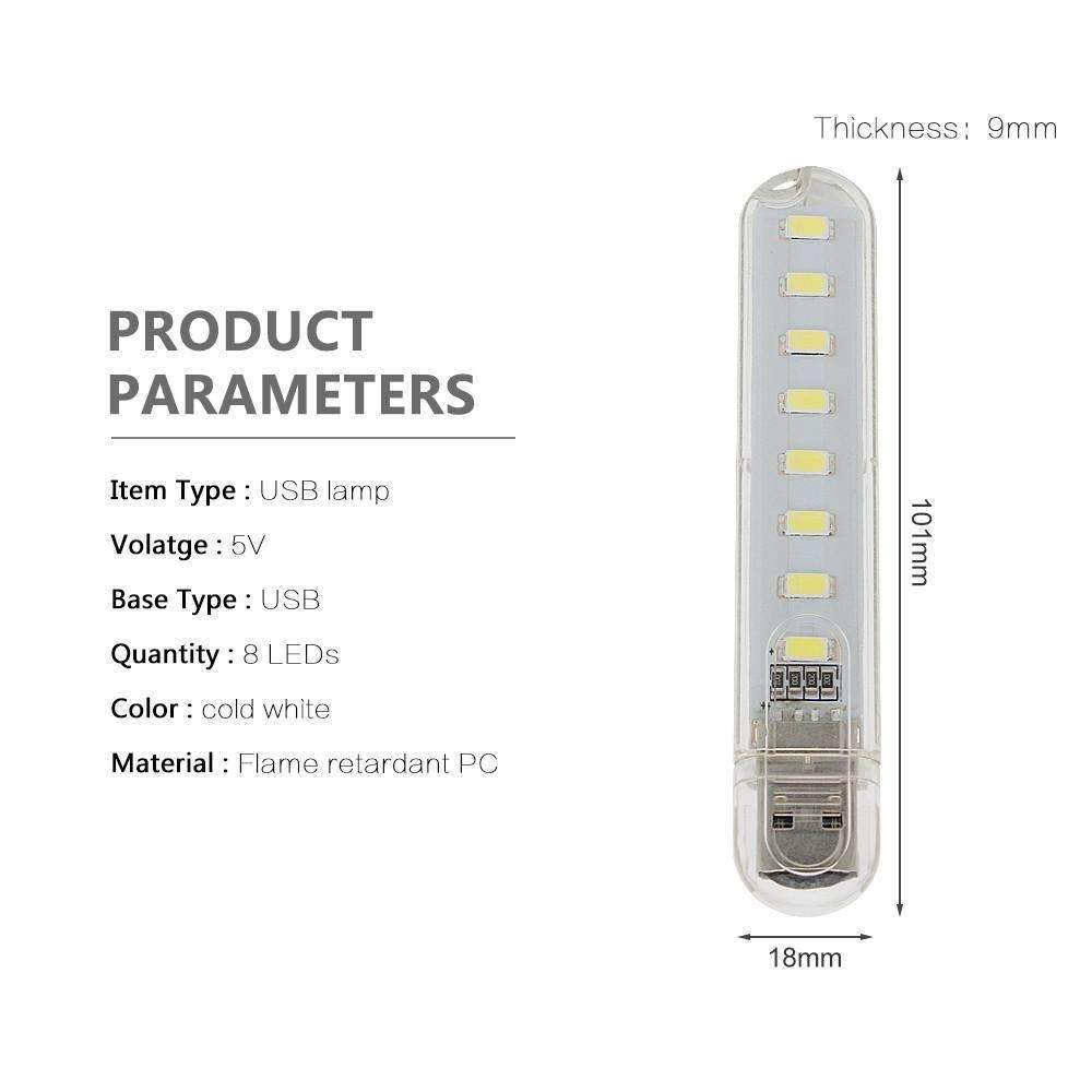 Mini USB LED Nattelys - Kold Hvid Lampe