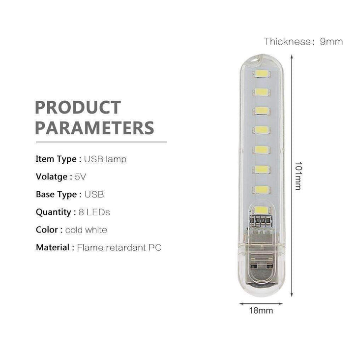 Mini USB LED Nattelys - Kold Hvid Lampe