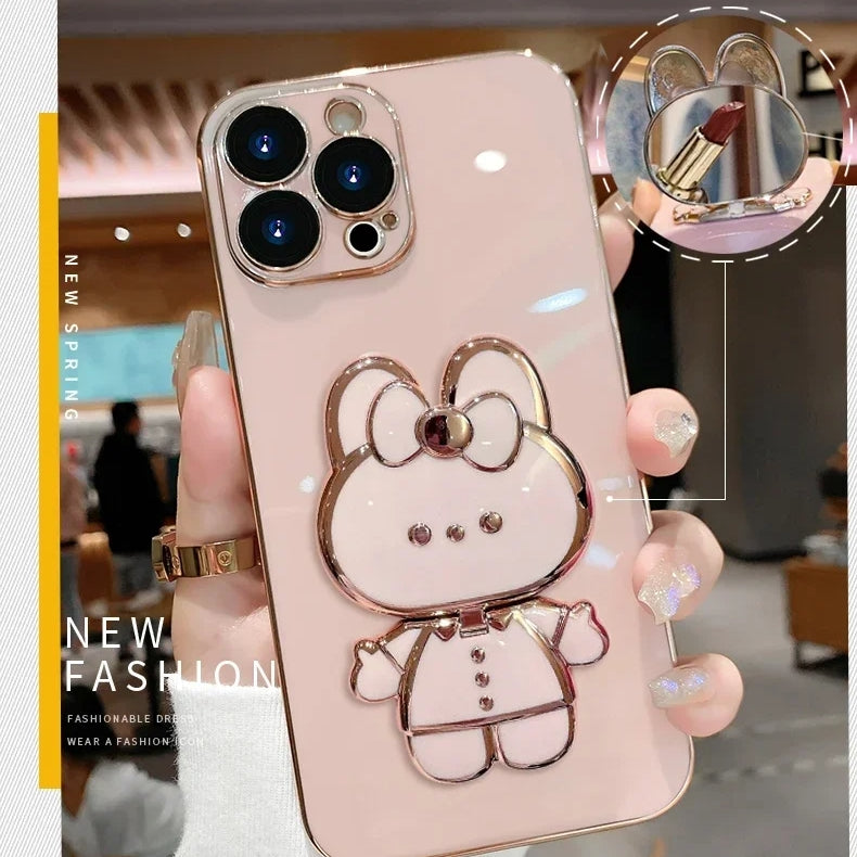 3D Kanin Koreansk Stil Spejl iPhone Cover
