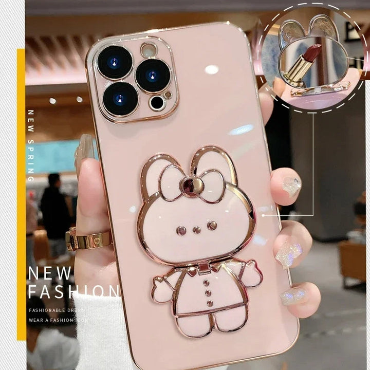 3D Kanin Koreansk Stil Spejl iPhone Cover