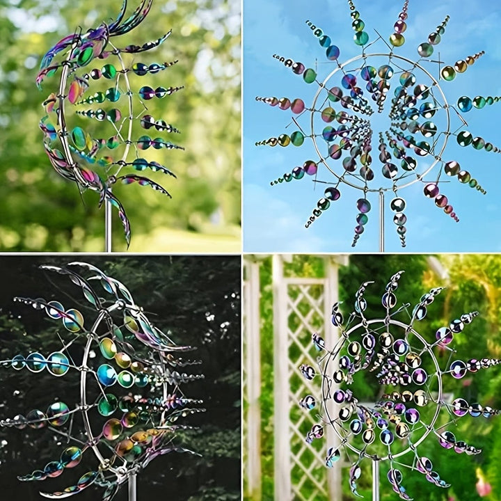 1 Stk. Magisk Metal Vindmølle, 3D Metal Udendørs Vindklokke til Have og Gartn, Unikke Metal Kinetiske Vind Skulpturer &amp; Vindklokke, Vind Fangende Metal Udendørs Plæne Terrasse Dekoration Vind Skulptur