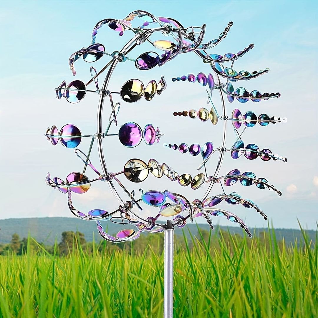 1 Stk. Magisk Metal Vindmølle, 3D Metal Udendørs Vindklokke til Have og Gartn, Unikke Metal Kinetiske Vind Skulpturer &amp; Vindklokke, Vind Fangende Metal Udendørs Plæne Terrasse Dekoration Vind Skulptur