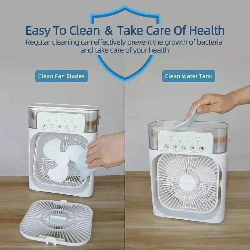 Ny 3-i-1 ventilator aircondition husholdnings mini air cooler LED natlys bærbar luftfugter luftjusteringsventilator kontor hjemmeventilator |