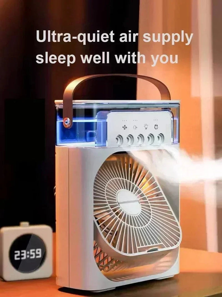 Ny 3-i-1 ventilator aircondition husholdnings mini air cooler LED natlys bærbar luftfugter luftjusteringsventilator kontor hjemmeventilator |