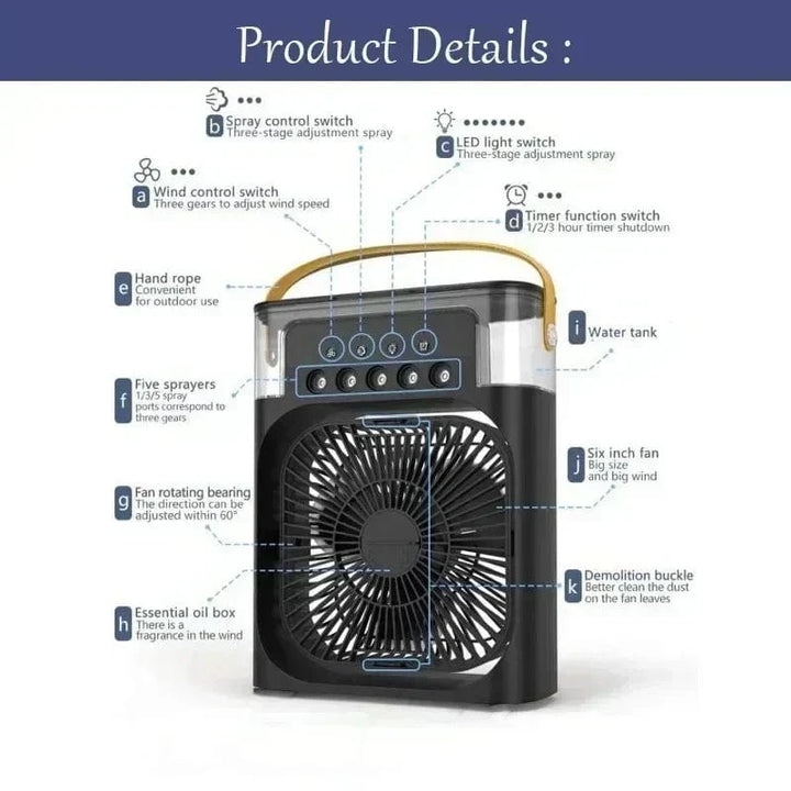 Ny 3-i-1 ventilator aircondition husholdnings mini air cooler LED natlys bærbar luftfugter luftjusteringsventilator kontor hjemmeventilator |