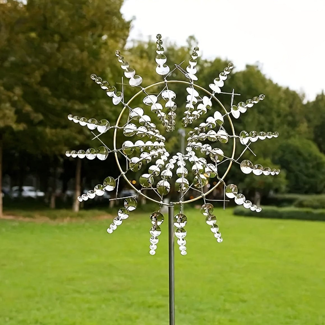 1 Stk. Magisk Metal Vindmølle, 3D Metal Udendørs Vindklokke til Have og Gartn, Unikke Metal Kinetiske Vind Skulpturer &amp; Vindklokke, Vind Fangende Metal Udendørs Plæne Terrasse Dekoration Vind Skulptur
