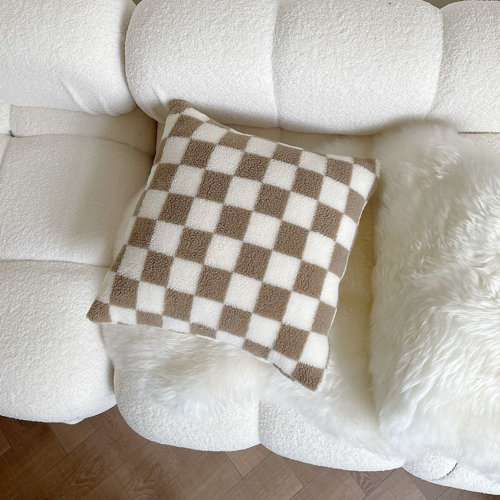 Plush Fleece Tjekket Pudebetræk