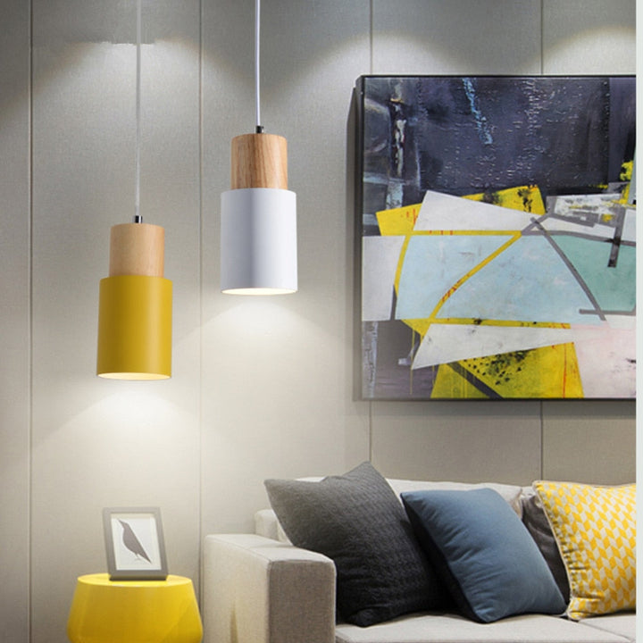 Designer Nordic Wood Base Pendellampe
