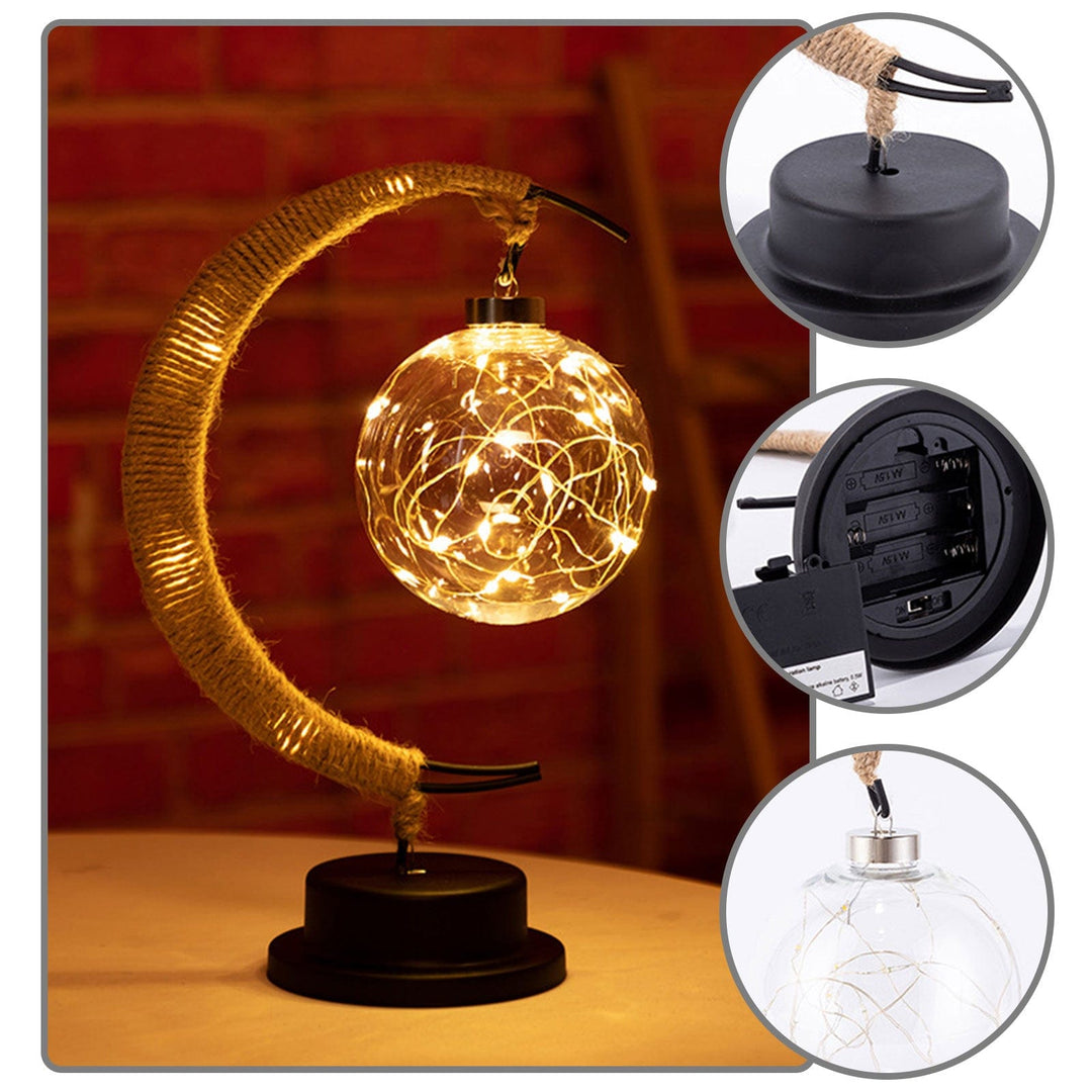 Rayvia Lunar Lampe - Halvmåne LED Lys med Glas Globus til Hygge Atmosfære
