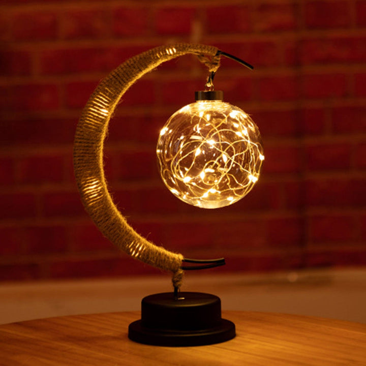 Rayvia Lunar Lampe - Halvmåne LED Lys med Glas Globus til Hygge Atmosfære