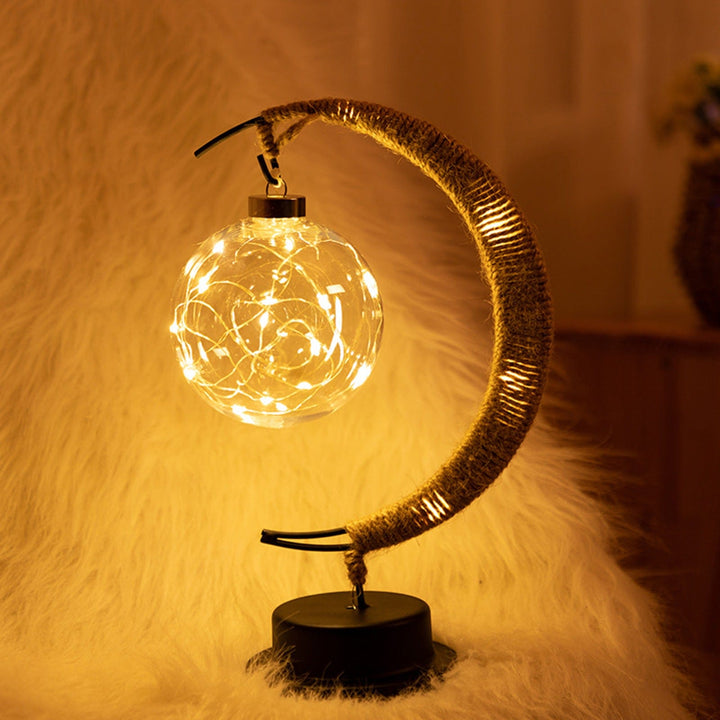 Rayvia Lunar Lampe - Halvmåne LED Lys med Glas Globus til Hygge Atmosfære