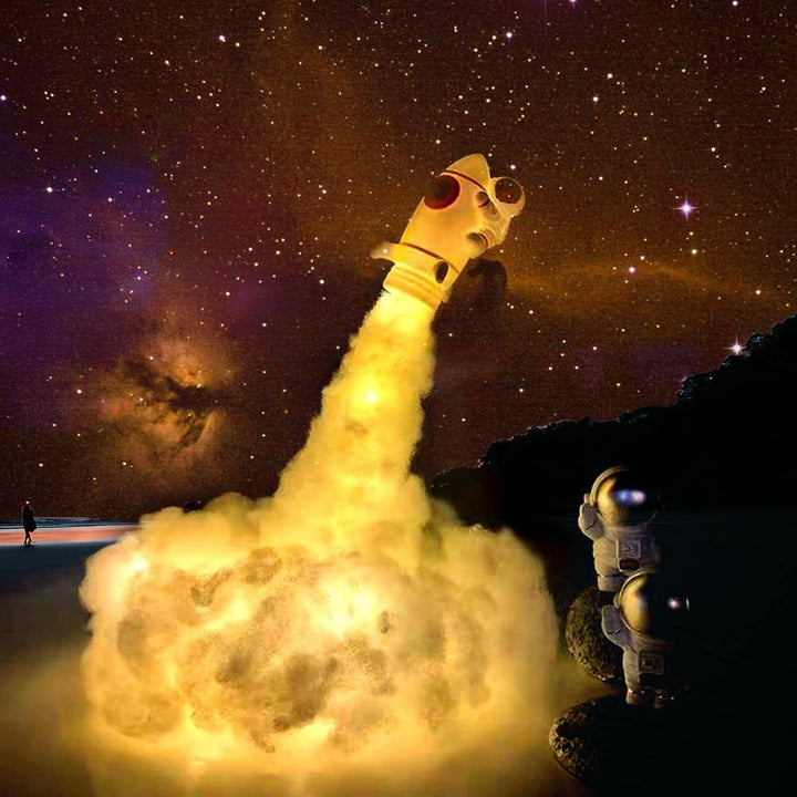Astronaut farverige skyer natlys |