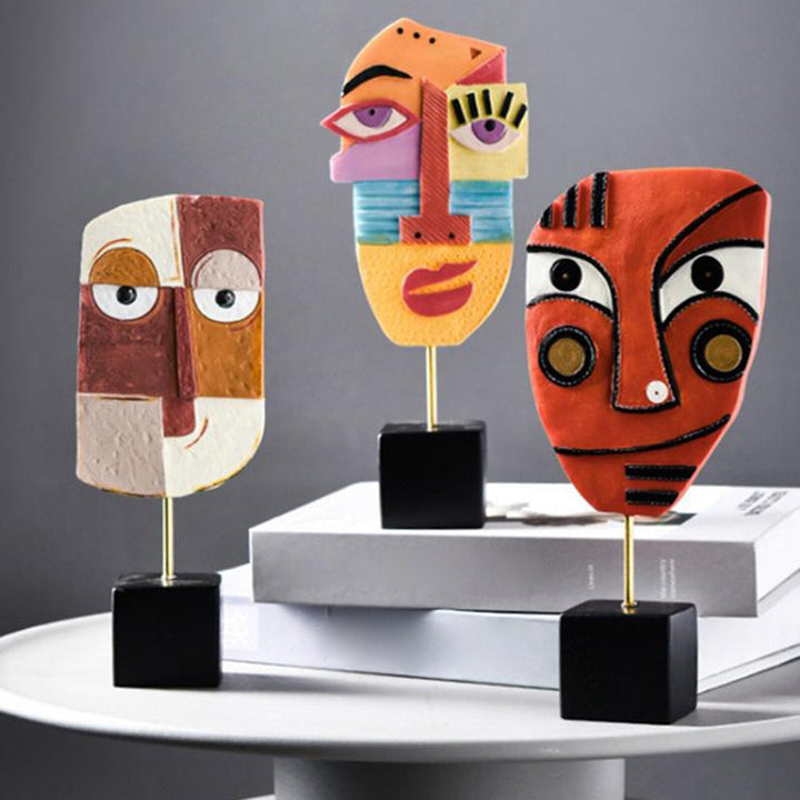 Abstrakt Pop Art Ansigt Hjem Skulptur