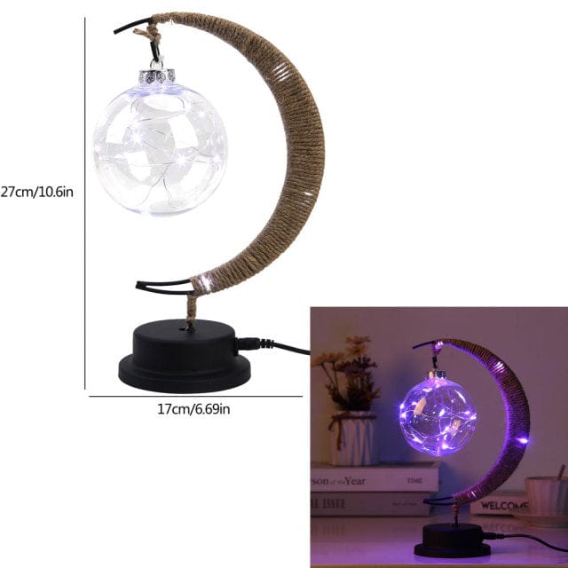 Rayvia Lunar Lampe - Halvmåne LED Lys med Glas Globus til Hygge Atmosfære
