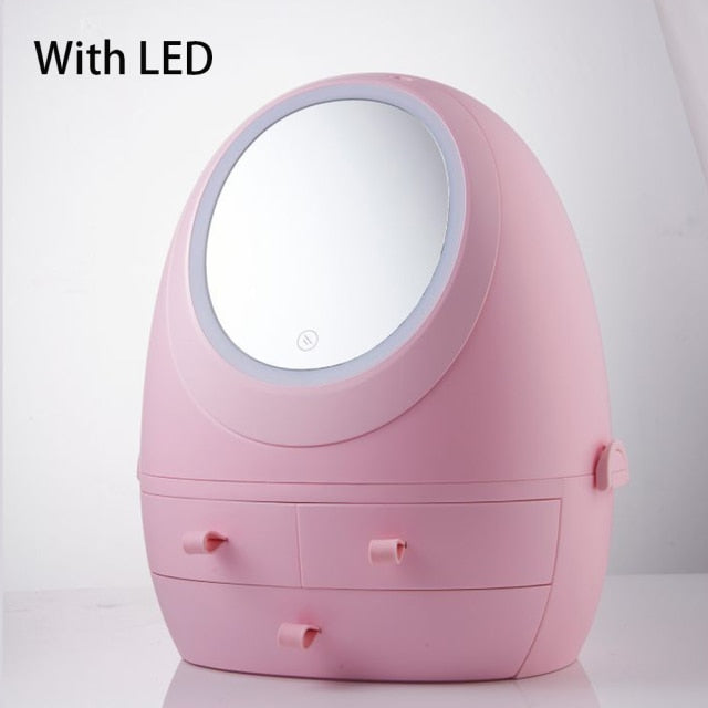 LED Lys Spejl Kosmetisk Makeup Opbevaringsboks