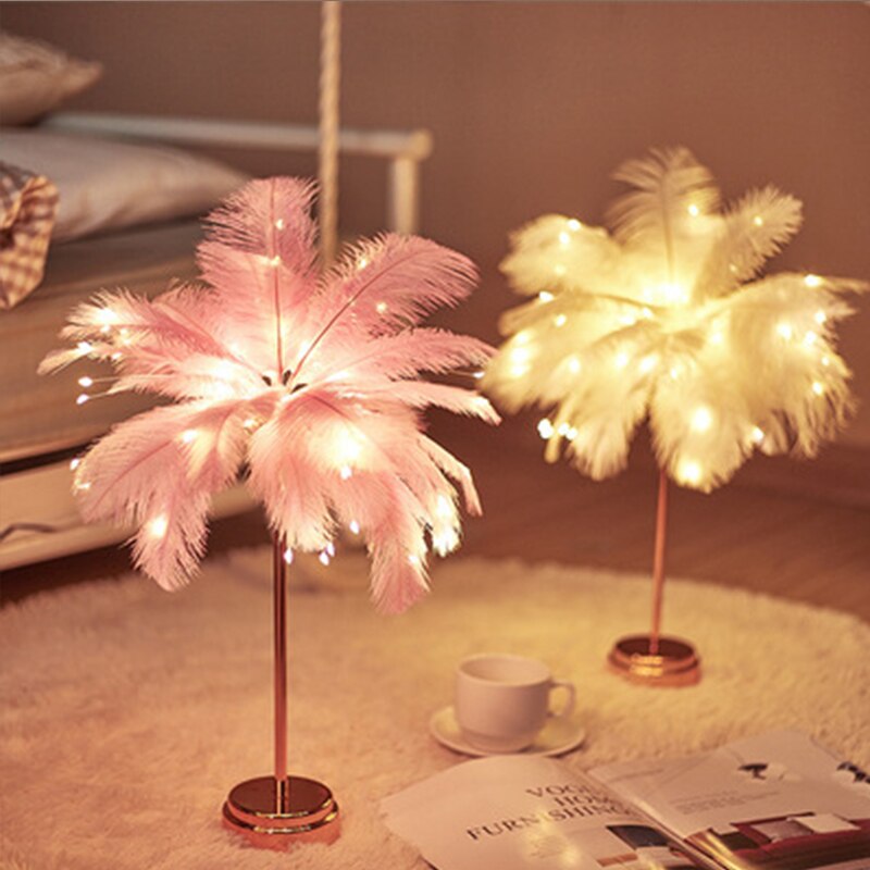 Fjer Palm Kreativ Bordlampe