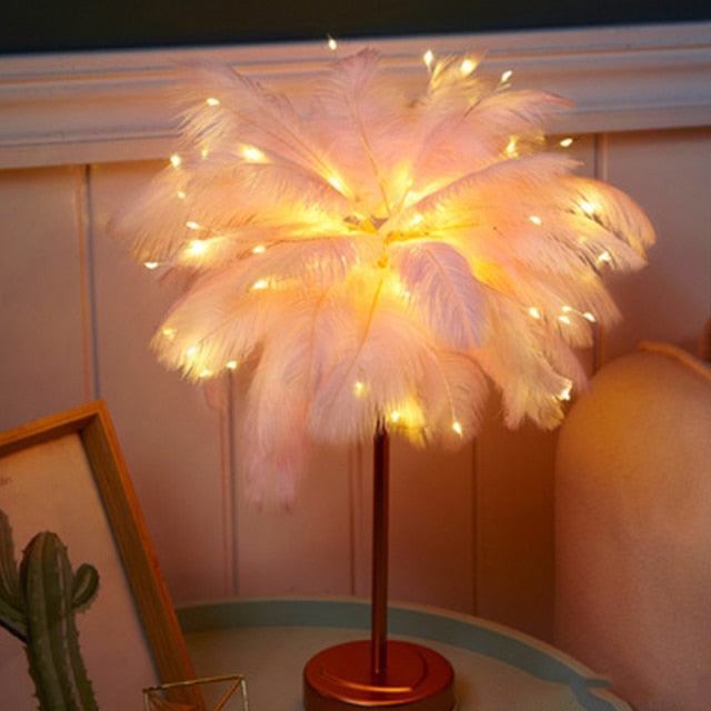 Fjer Palm Kreativ Bordlampe