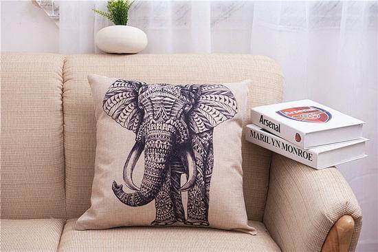 Elegant Elefant Trykt Dekorative Pude Betræk