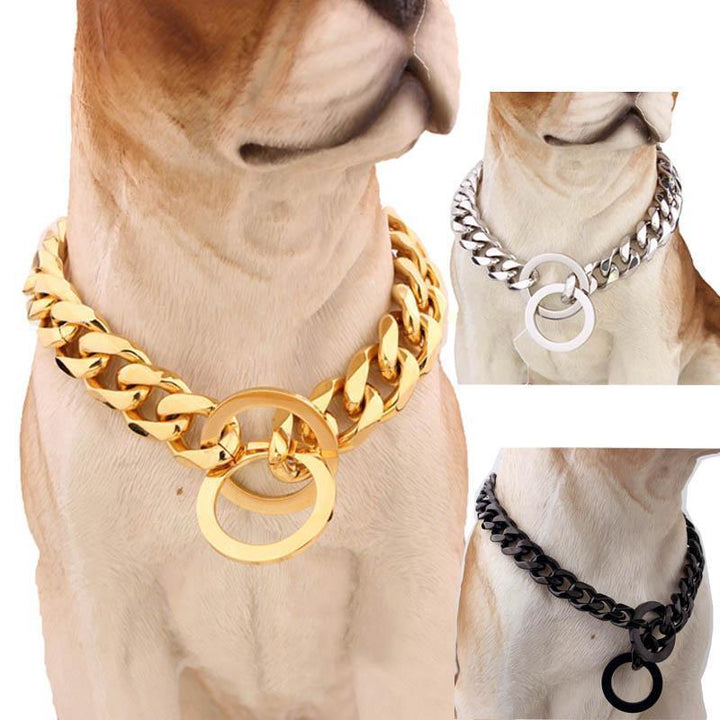 Store Hip Hop Kæder Hundehalsbånd 15mm