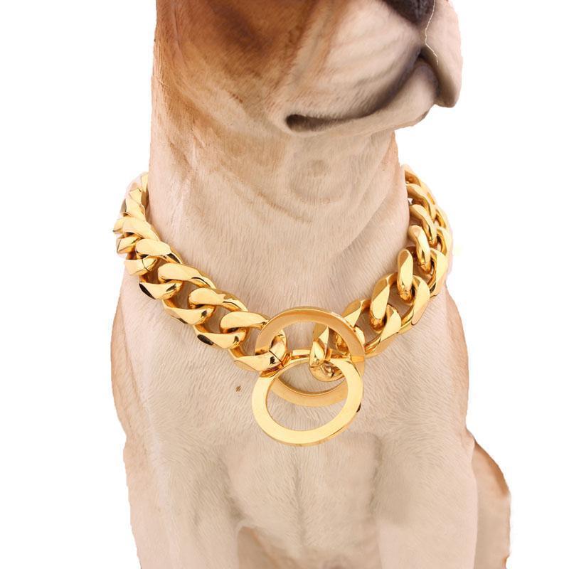 Store Hip Hop Kæder Hundehalsbånd 15mm