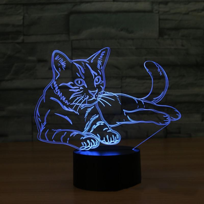 3D Nattelys Skiftelig Kat Illusion
