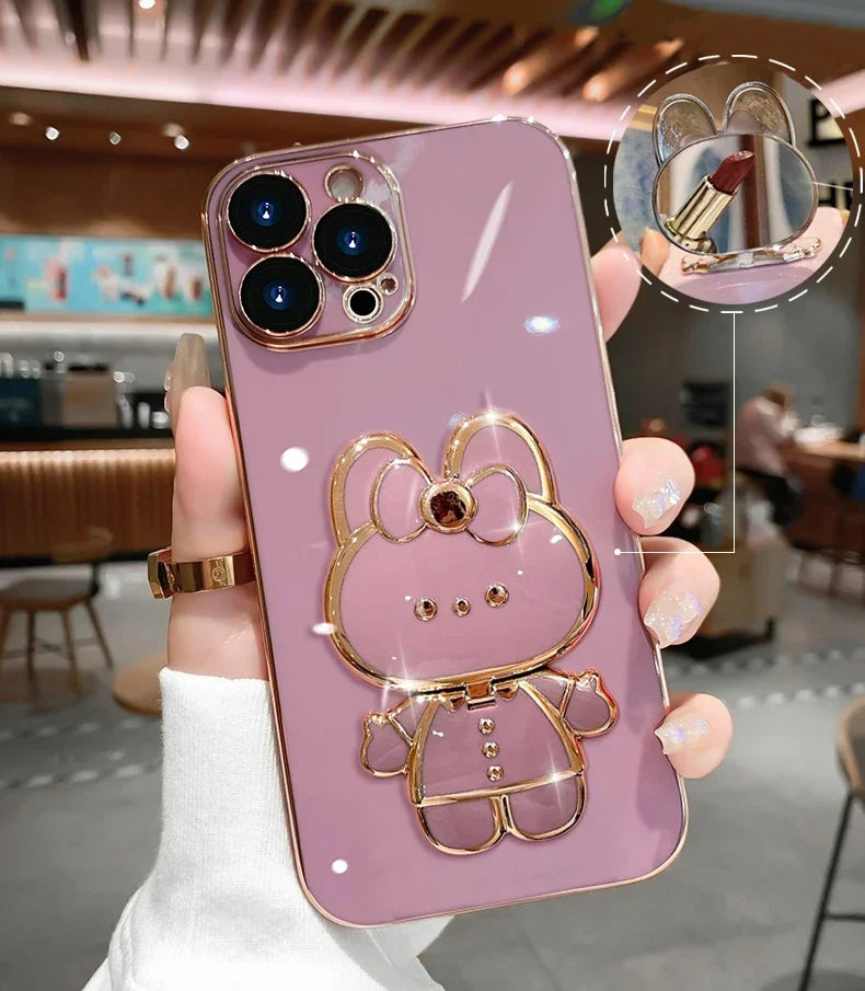 3D Kanin Koreansk Stil Spejl iPhone Cover