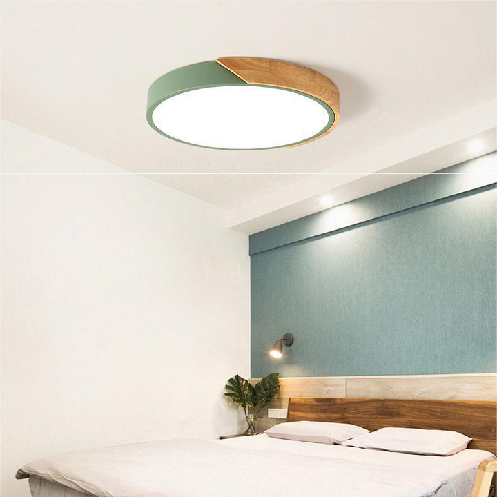 Træ Makron Cirkulær Loftlampe