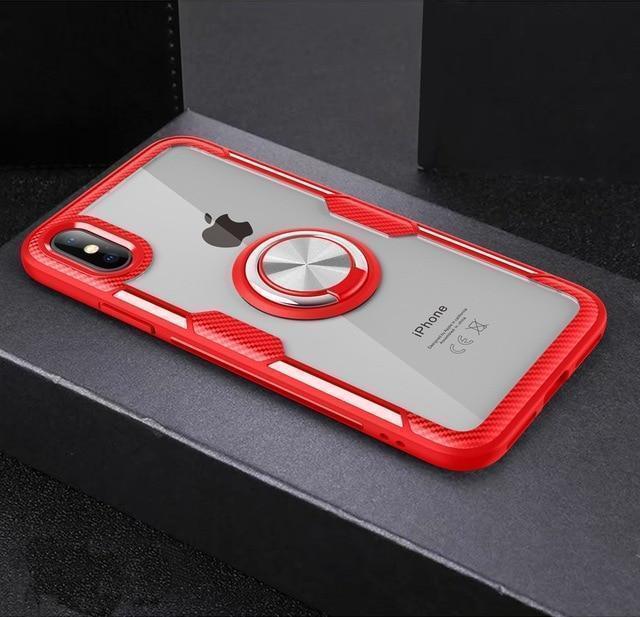Magnetisk Ring Carbon Fiber iPhone Cover
