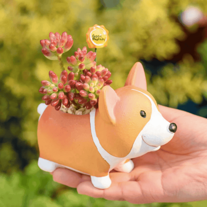 Resin Corgi Mini Blomsterkrukke