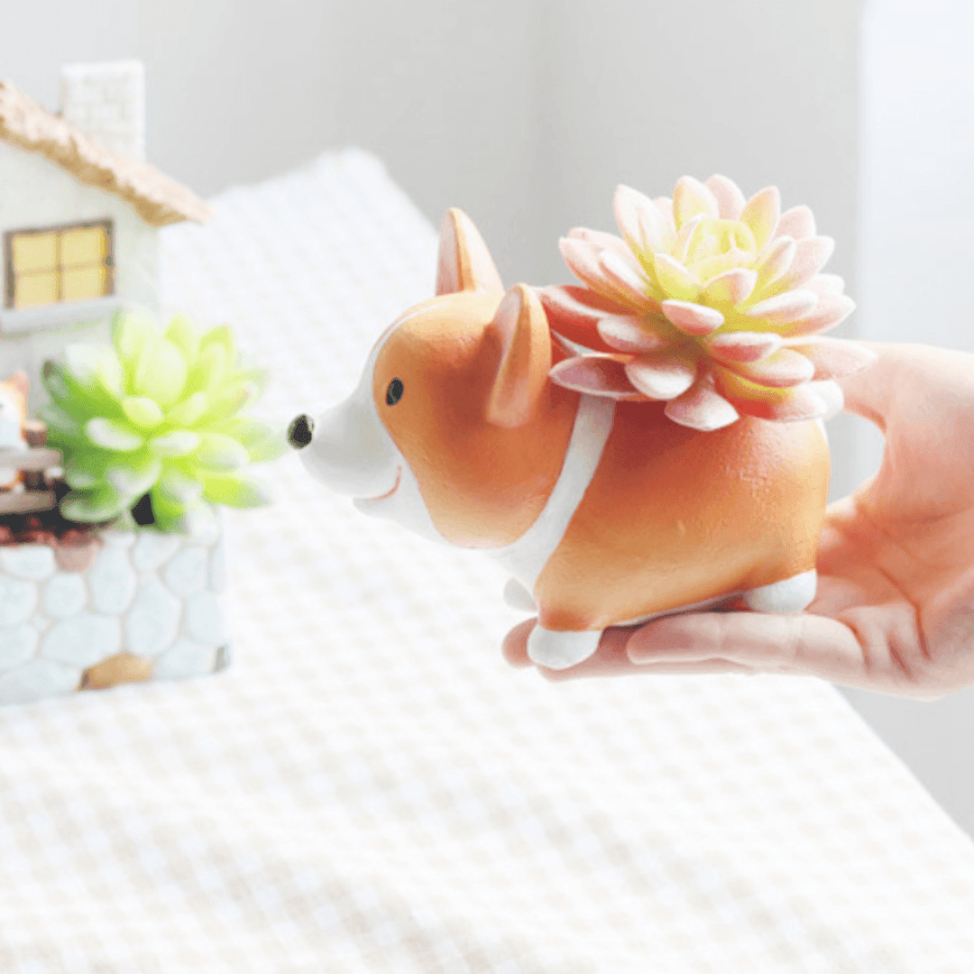 Resin Corgi Mini Blomsterkrukke
