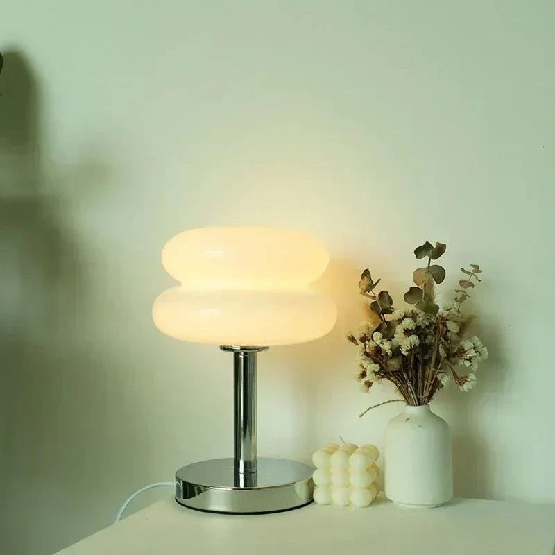 Retro Macaron Bordlampe lavet af farvet glas