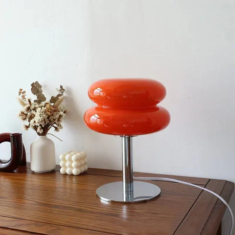 Retro Macaron Bordlampe lavet af farvet glas
