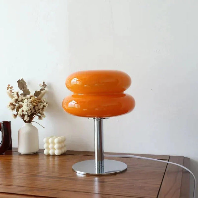 Retro Macaron Bordlampe lavet af farvet glas