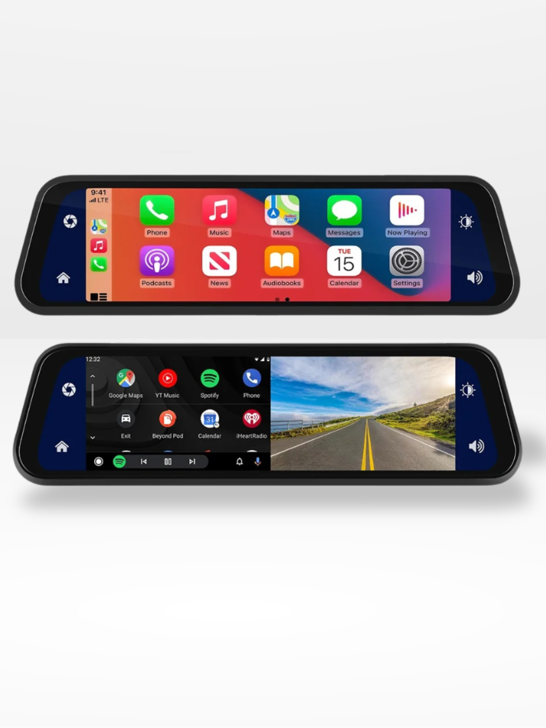 Bakspejl Dash Cam 4K Front &amp; Bag | CarPlay &amp; Smart Køreassistent
