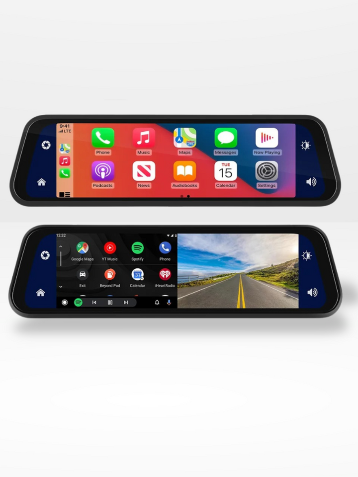 Bakspejl Dash Cam 4K Front &amp; Bag | CarPlay &amp; Smart Køreassistent