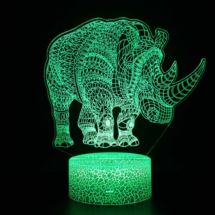 3D Lampe Næsehorn Majestætisk