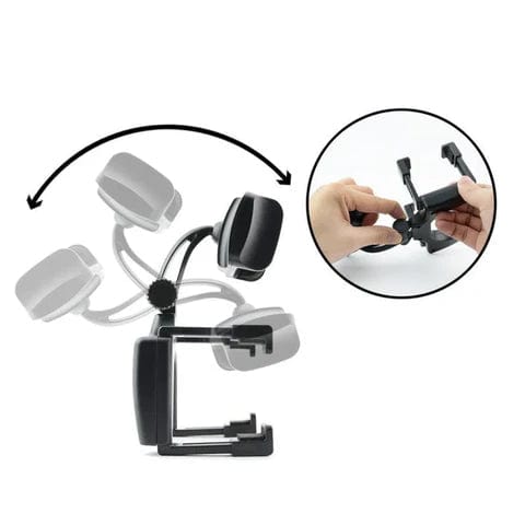 Roadview – Bagudskuende Spejl Telefonholder med 360° Rotation &amp; Teleskoparm