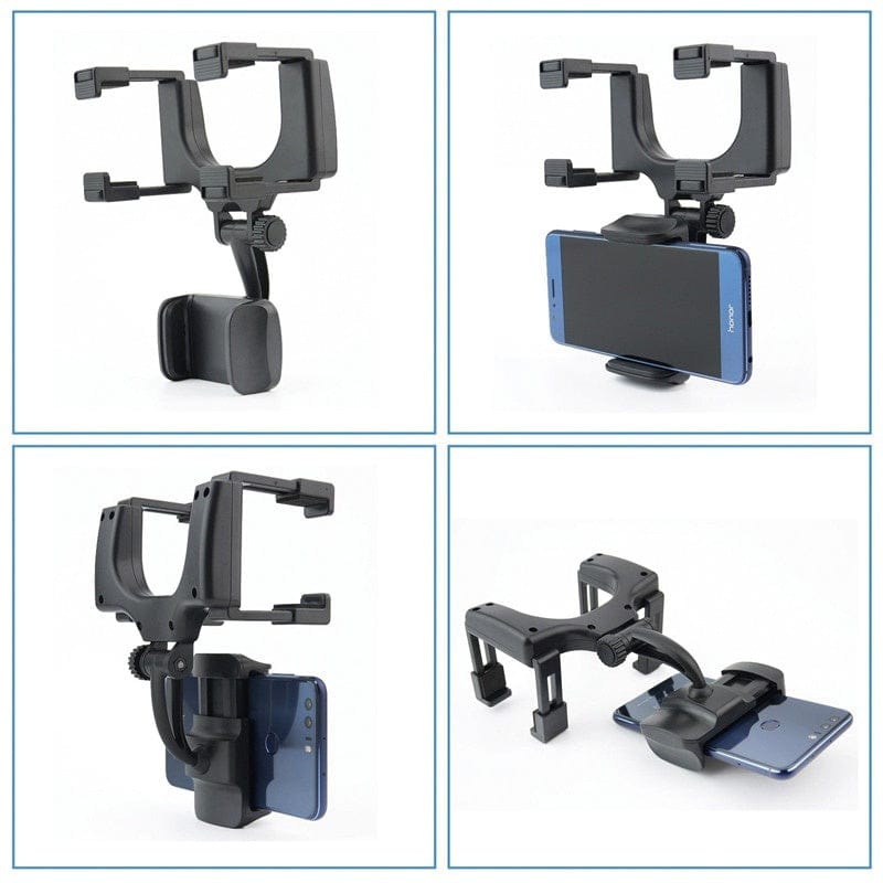 Roadview – Bagudskuende Spejl Telefonholder med 360° Rotation &amp; Teleskoparm