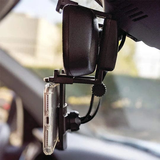Roadview – Bagudskuende Spejl Telefonholder med 360° Rotation &amp; Teleskoparm