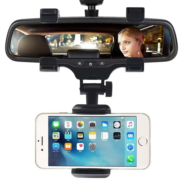 Roadview – Bagudskuende Spejl Telefonholder med 360° Rotation & Teleskoparm