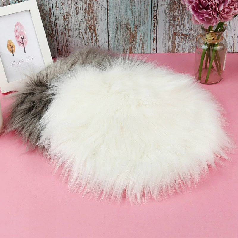 Faux Fur Rund Sædepude