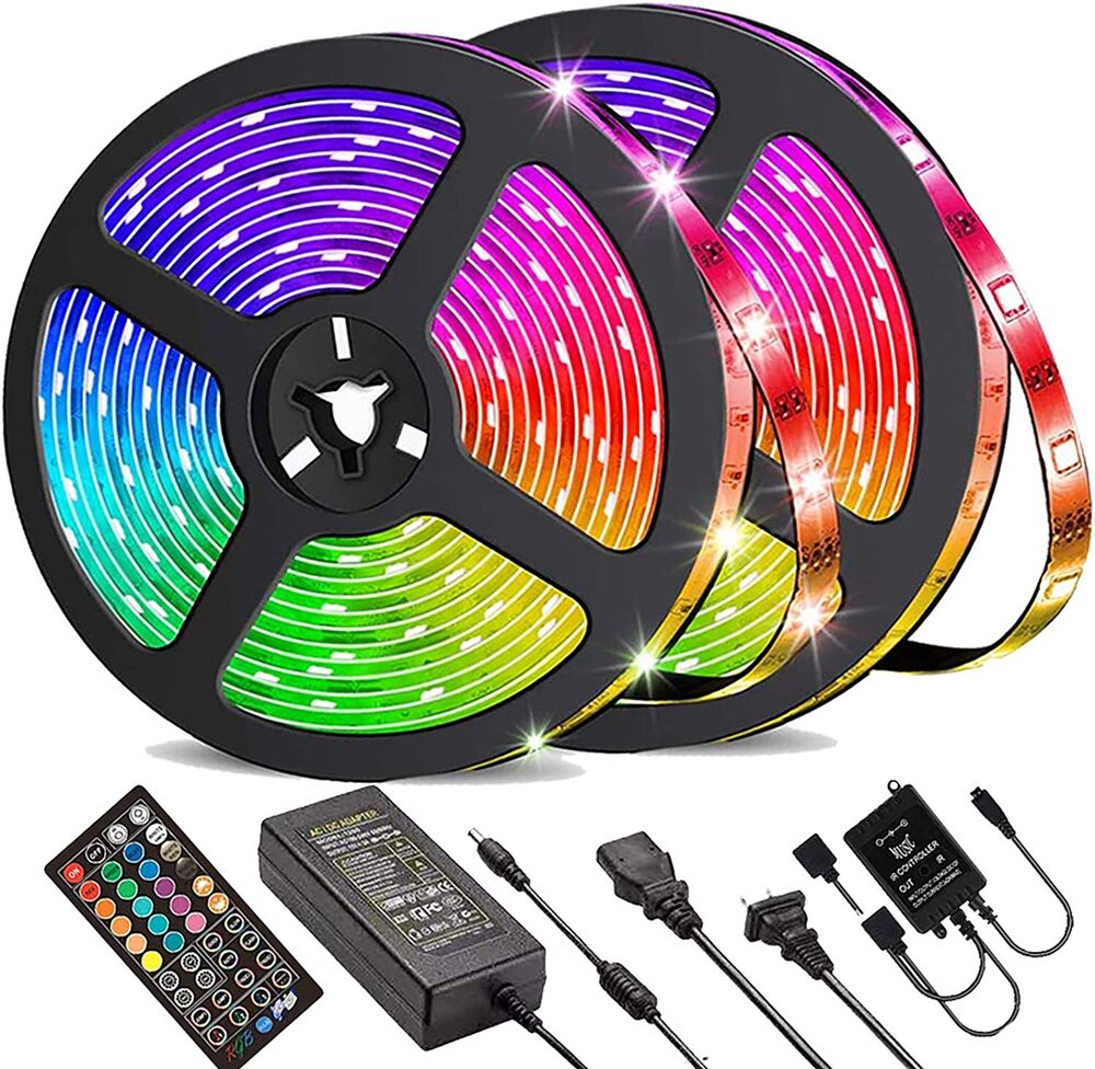 LED Lysstribe, 30 m, 15 m, Musik Synkronisering, Bluetooth, 5050, RGB Ambient Lys med Fjernbetjening
