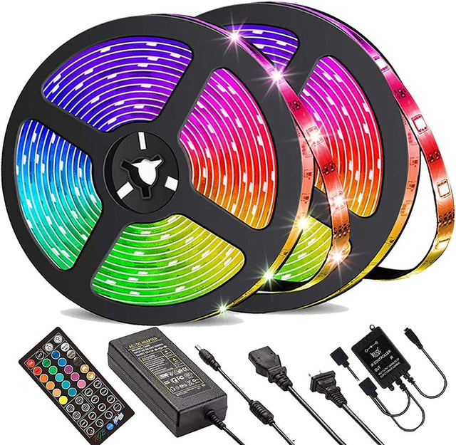LED Lysstribe, 30 m, 15 m, Musik Synkronisering, Bluetooth, 5050, RGB Ambient Lys med Fjernbetjening