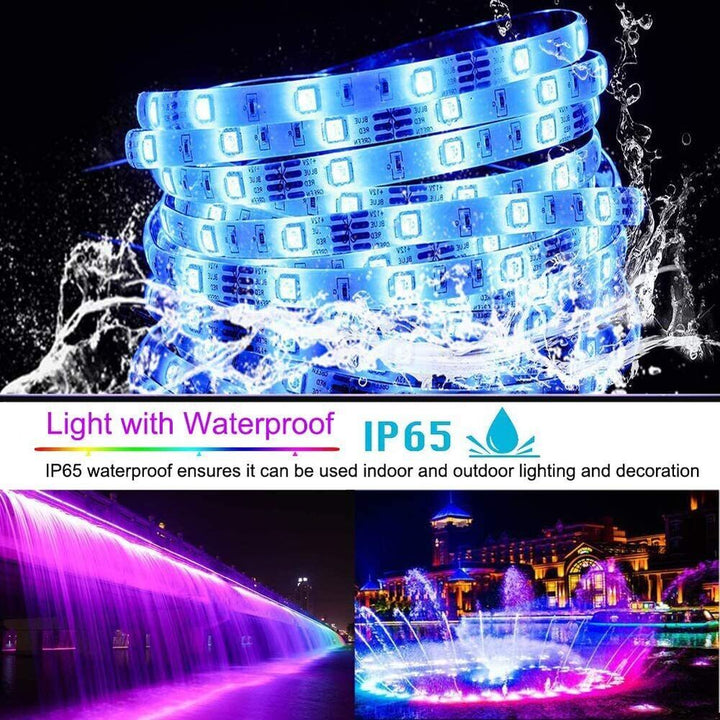 LED Lysstribe, 30 m, 15 m, Musik Synkronisering, Bluetooth, 5050, RGB Ambient Lys med Fjernbetjening