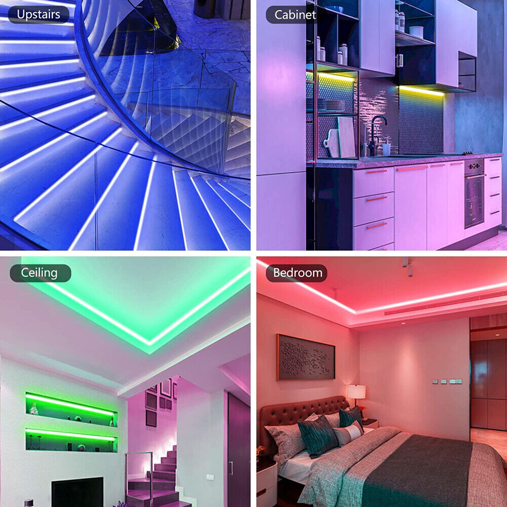 LED Lysstribe, 30 m, 15 m, Musik Synkronisering, Bluetooth, 5050, RGB Ambient Lys med Fjernbetjening