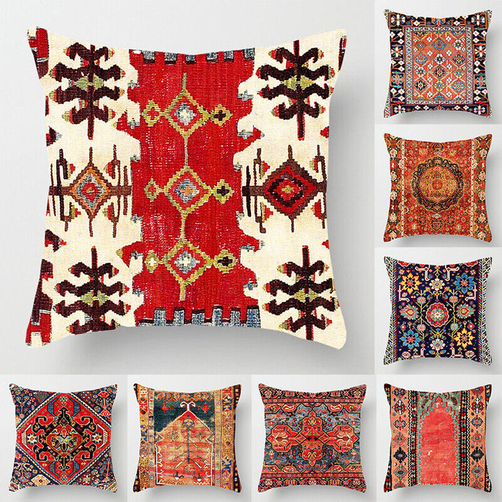 Etisk Boho Mandala Print Linned Pude Betræk Sofa Pude Cover Hjem Dekor