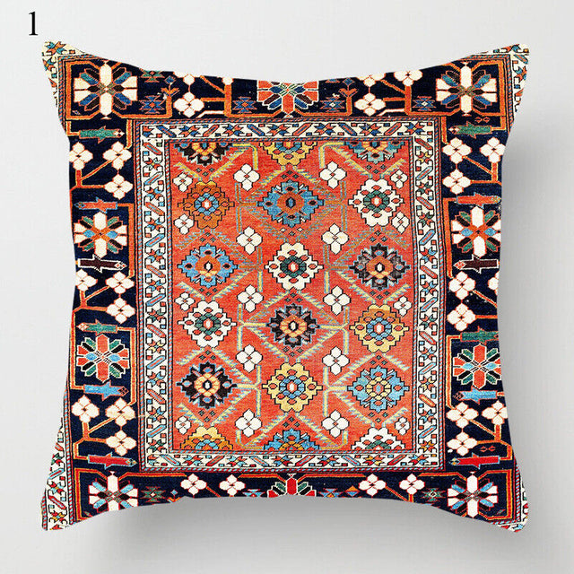 Etisk Boho Mandala Print Linned Pude Betræk Sofa Pude Cover Hjem Dekor#