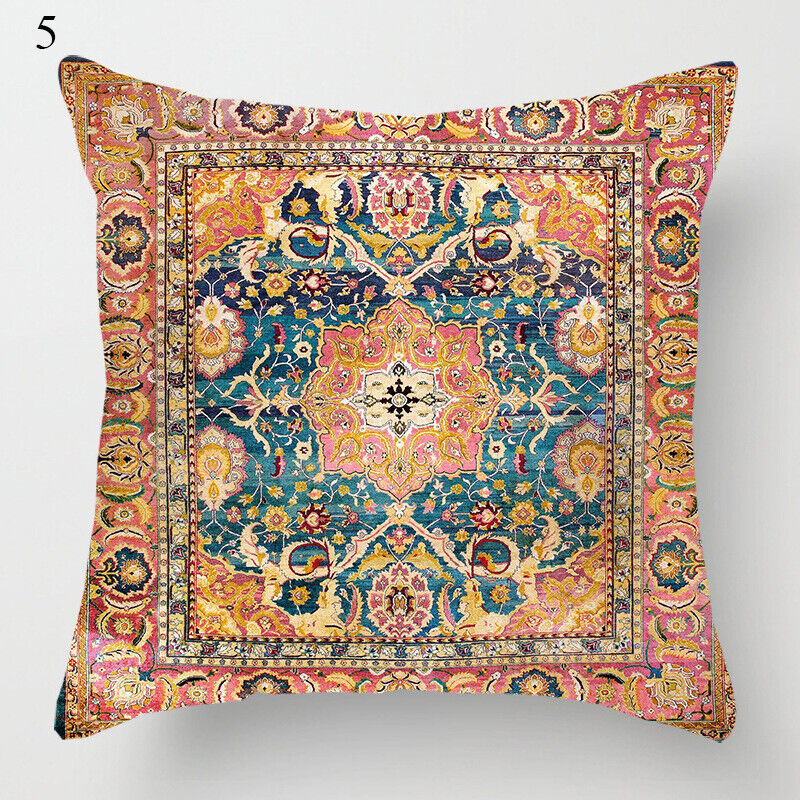 Etisk Boho Mandala Print Linned Pude Betræk Sofa Pude Cover Hjem Dekor