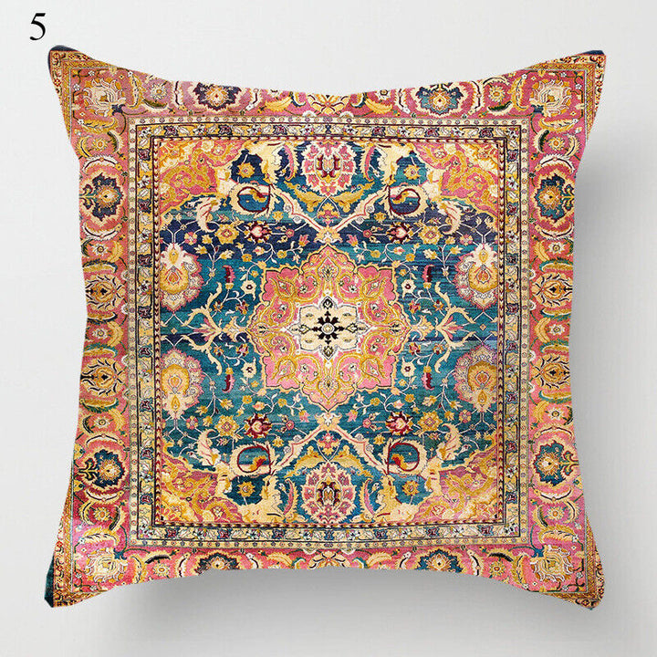 Etisk Boho Mandala Print Linned Pude Betræk Sofa Pude Cover Hjem Dekor